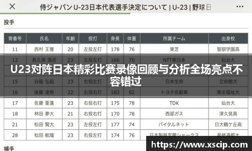 U23对阵日本精彩比赛录像回顾与分析全场亮点不容错过